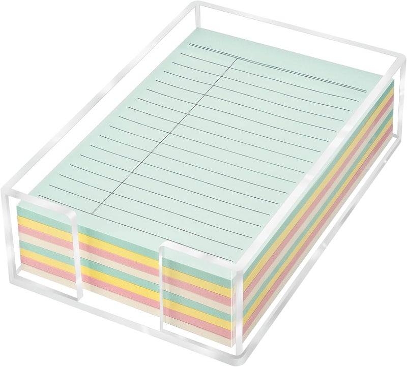 Tecreddy Acrylic Sticky Note Holder, 4 x 6 Crystal Clear Sticky Note Dispenser Acrylic Notepad Holder for School Home Office Desk Organization - Image 1